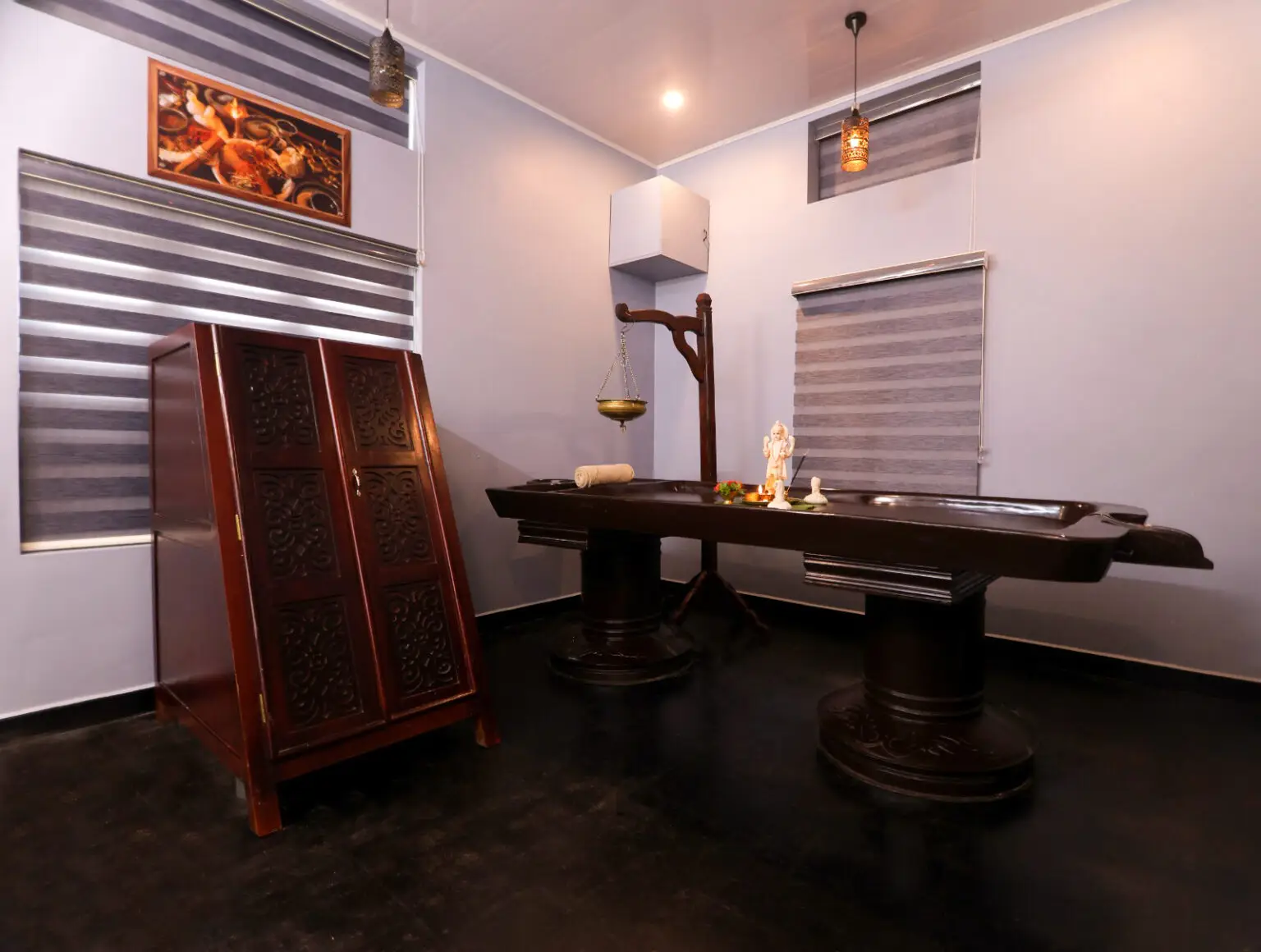 Yoga hall at Vajra Ayurveda retreat surrounded by trees